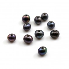 Perles de culture d'eau douce, bleue foncée, semi-ronde, 7mm x 1pc