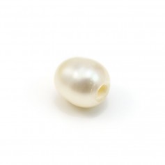 Perla cultivada de agua dulce, blanca, oliva, 7-8mm x 2pcs