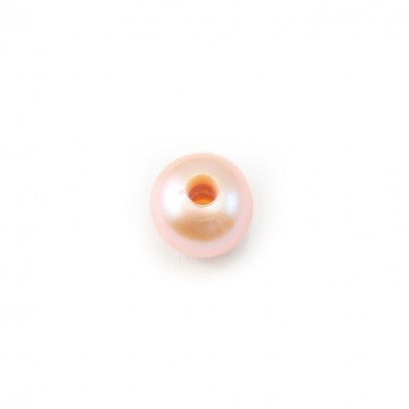 Perle de culture d'eau douce, saumon, rondelle, 7-8mm x 1pc