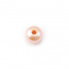 Perle de culture d'eau douce, saumon, ovale, 7-8mm x 1pc