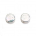 White silvery freshwater cultured pearl 11mm, flat round shape x 1pc