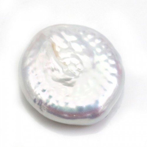 Perle coltivate d'acqua dolce, bianche, rotonde piatte, 20 mm x 1 pz