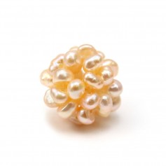 Freshwater cultured pearl ball, salmon, 13-14mm x 1pc