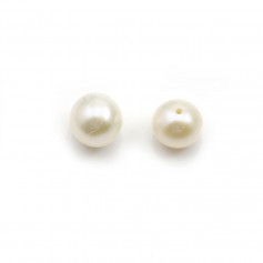 Half-drilled white round freshwater cultured pearl 6-6.5mm x 1pc