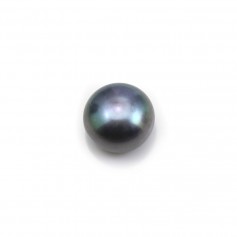 Freshwater grey cultured pearls, in round flat shape, half drilled, 9 - 9.5mm x 4pcs