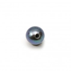 Perle coltivate d'acqua dolce, semi-perforate, blu scuro, rotonde, 4,5-5 mm x 2 pz