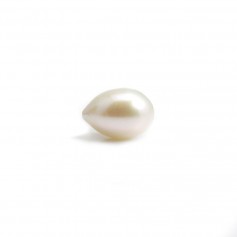 Freshwater cultured pearl, half-perforated, white, olive 10-11mm x 1pc