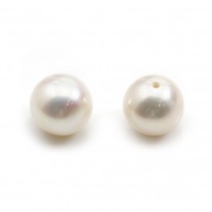 Perle de culture d'eau douce, semi-percée, blanche, ronde, 8.5-9mm x 1pc