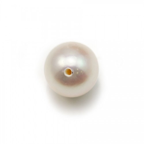 Perle de culture d'eau douce, semi-percée, blanche, ronde, 8mm x 1pc