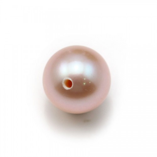 Perla coltivata d'acqua dolce, semi-perforata, viola, rotonda, 8-9 mm x 1 pz