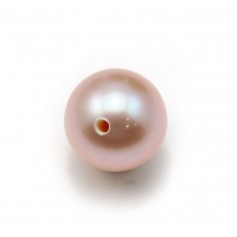 Freshwater cultured pearl, half-drilled, purple, round, 8-9mm x 1pc