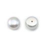 Perlas cultivadas de agua dulce, semiperforadas, bañadas en plata, botón, 6mm x 4pcs