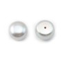 Perle de culture d'eau douce, semi-percée, argenté, bouton, 10.5-11.5mm x 1pc