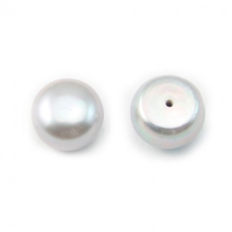 Pearl freshwater gray round plat 11-12mm demi tron 1.0mm x 1pc