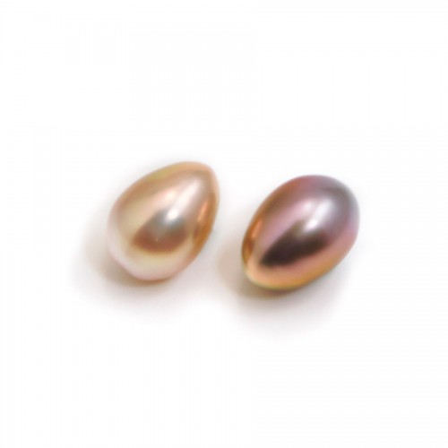 Freshwater cultured pearl half drilled purple, in oval shape, in size of 6-6.5mm x 2pcs