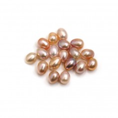 Perle coltivate d'acqua dolce, semiperforate, malva, ovali, 6-6,5 mm x 1 pezzo
