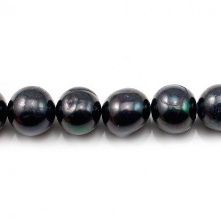 BLACK round freshwater pearl 11-12mm x 40cm