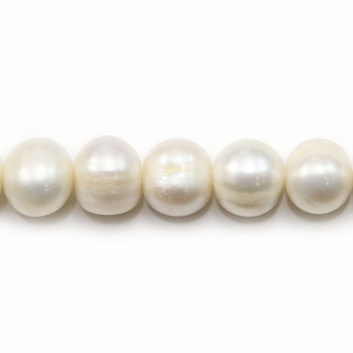 Perlas cultivadas de agua dulce, blancas, ovaladas/regulares, 11-13mm x 37cm