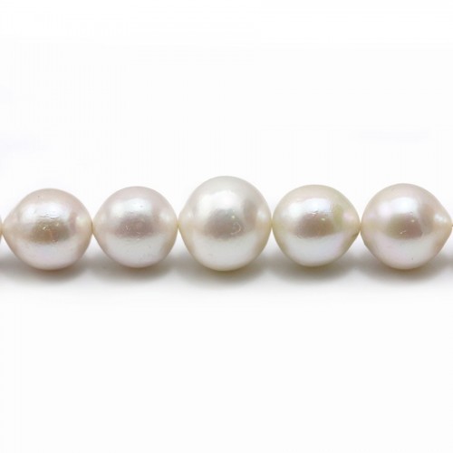 Perlas cultivadas de agua dulce, blancas, redondas, 13-16mm x 40cm