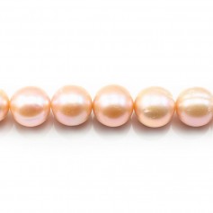 saumon round freshwater cultured pearl 12-14mm AAA x 40cm