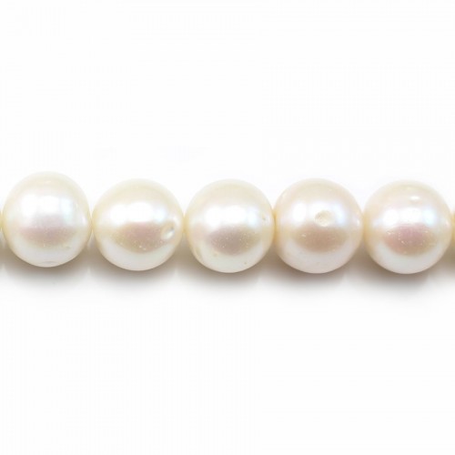 Perlas cultivadas de agua dulce, blancas, redondas, 12-14mm x 40cm AA
