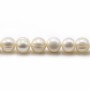 Perlas cultivadas de agua dulce, blancas, redondas/irregulares, 7-9mm x 35cm