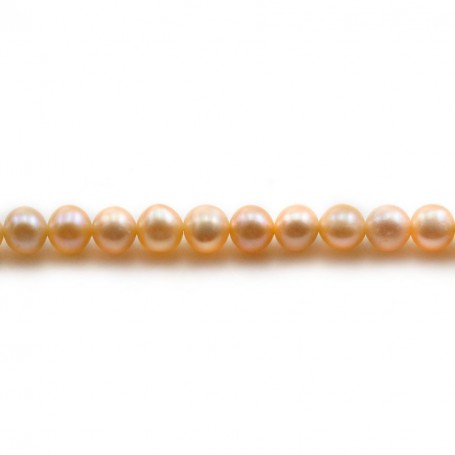 Perles de culture d'eau douce, saumon, semi-ronde 4-5mm x 37cm