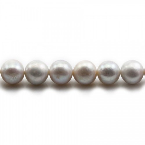 Perlas cultivadas de agua dulce, grises, semirredondas, 9-10mm x 39cm