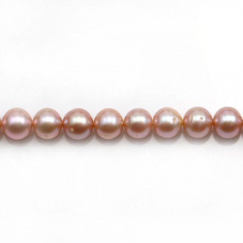 Perle coltivate d'acqua dolce, malva, rotonde, 7-8 mm x 40 cm