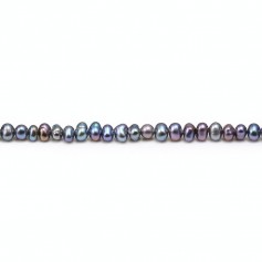 Perlas cultivadas de agua dulce, azul oscuro, ovaladas/irregulares, 2-3mm x 38cm