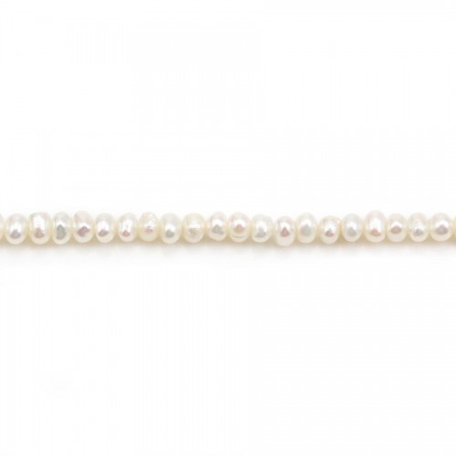 Perles de culture d'eau douce, blanche, ovale/irrégulière, 2-3mm x 38cm