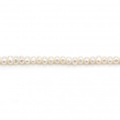 Perlas cultivadas de agua dulce, blancas, ovaladas/irregulares, 2-3mm x 36cm
