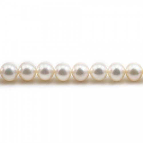 Perlas cultivadas de agua dulce, blancas, redondas, 8-9mm x 40cm