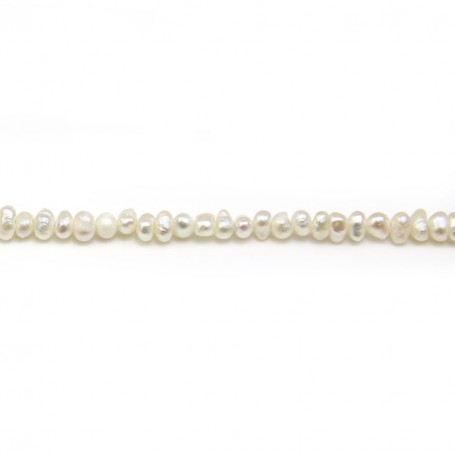 Freshwater cultured pearls, white, oval/regular, 1.5-2mm x 38cm
