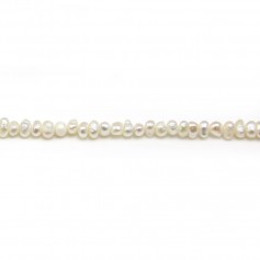 Perle coltivate d'acqua dolce, bianche, ovali/irregolari, 2-2,5 mm x 35 cm