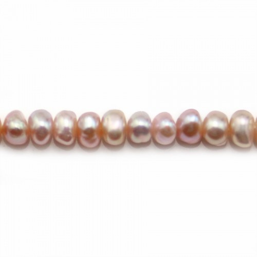 Perles de culture d'eau douce, mauve, ovale, 5mm x 40cm
