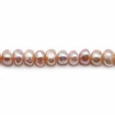 Perles de culture d'eau douce, saumon, ovale, 4-4.5mm x 40cm