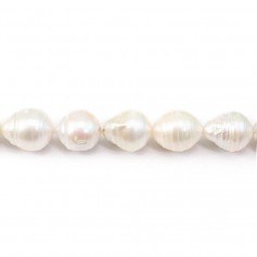 Perle coltivate d'acqua dolce, bianche, barocche, 14,5-16 mm x 40 cm
