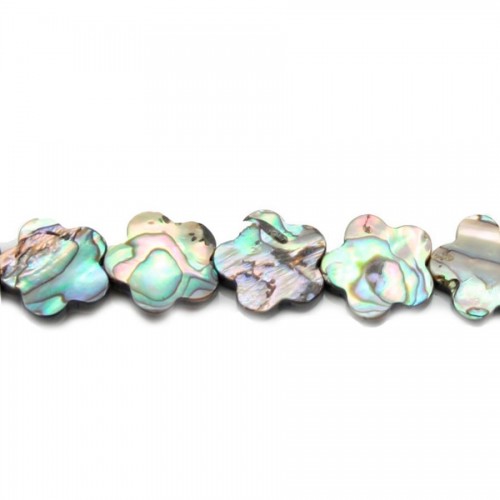 Abalone mother-of-pearl flower beads 10mm x 4pcs