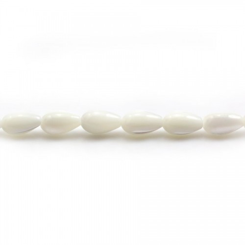 Goccia di madreperla bianca su filo 5x8 mm x 40 cm