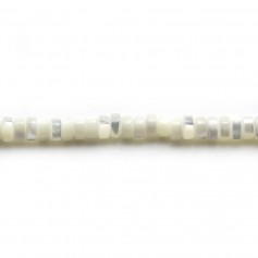 Madreperla, bianca, forma rotonda Heishi 2x4 mm x 30 pezzi