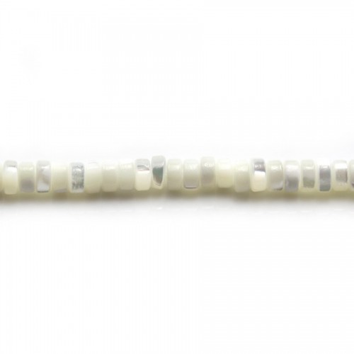 Madreperla, bianca, forma rotonda Heishi 2x4mm x 40cm