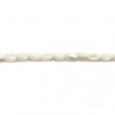 Madrepérola oval branca 3x5mm x 40cm