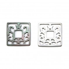 Mother of pearl gray, square and openwork, measuring 18mm x 1pc