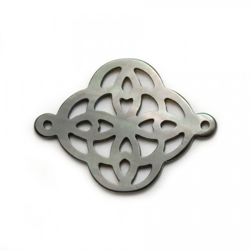 Grey mother-of-pearl, openwork celtic pattern, 18 * 24mm x 1pc