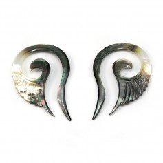 Grey mother of pearl wing 36x58mm x 2pcs