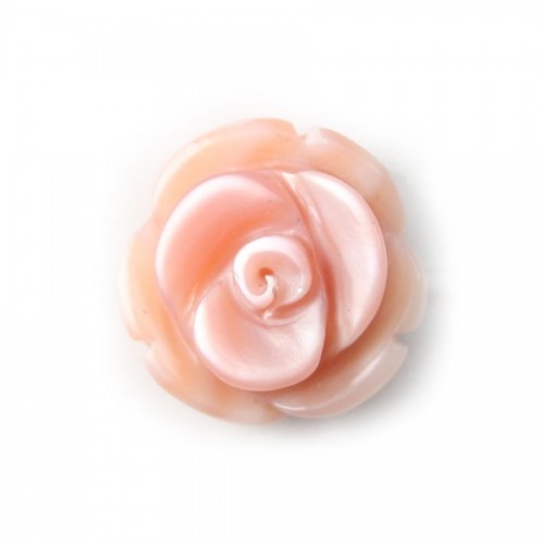Nacre rose en forme de rose 10mm x 1pc