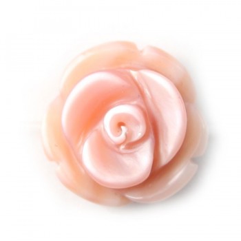 Pink mother-of-pearl rose bead 12mm x 1pc