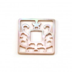 Mother of pearl pink, square and openwork, measuring 18mm x 1pc