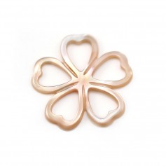 Pink mother of pearl, flat flower shape, measuring 19mm x 1pc